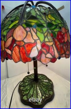 Vintage Stained Glass Table Lamp with Floral Design