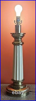 Vintage Stiffel Brass Porcelain Floral Table Lamp Hollywood Regency MCM