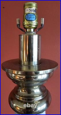 Vintage Stiffel Brass Porcelain Floral Table Lamp Hollywood Regency MCM