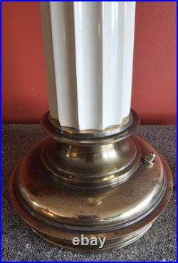 Vintage Stiffel Brass Porcelain Floral Table Lamp Hollywood Regency MCM