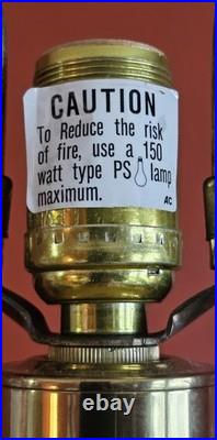 Vintage Stiffel Brass Porcelain Floral Table Lamp Hollywood Regency MCM