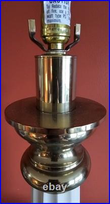 Vintage Stiffel Brass Porcelain Floral Table Lamp Hollywood Regency MCM