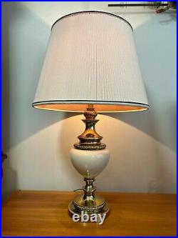 Vintage Stiffel Brass & Porcelain Table Lamp, 23 1/2 Tall (Bottom to Socket)