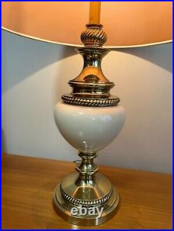 Vintage Stiffel Brass & Porcelain Table Lamp, 23 1/2 Tall (Bottom to Socket)