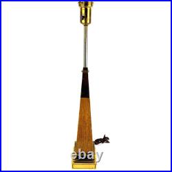 Vintage Stiffel Brass and Walnut Obelisk Table Lamp 31 inches Mid Century Modern