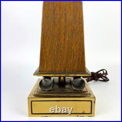 Vintage Stiffel Brass and Walnut Obelisk Table Lamp 31 inches Mid Century Modern