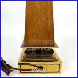 Vintage Stiffel Brass and Walnut Obelisk Table Lamp 31 inches Mid Century Modern