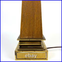 Vintage Stiffel Brass and Walnut Obelisk Table Lamp 31 inches Mid Century Modern