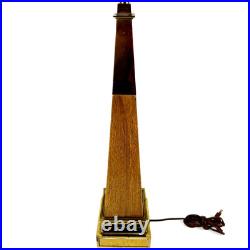 Vintage Stiffel Brass and Walnut Obelisk Table Lamp 31 inches Mid Century Modern