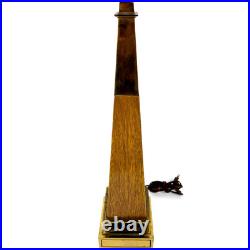 Vintage Stiffel Brass and Walnut Obelisk Table Lamp 31 inches Mid Century Modern