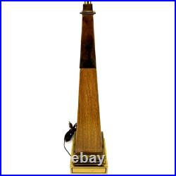 Vintage Stiffel Brass and Walnut Obelisk Table Lamp 31 inches Mid Century Modern