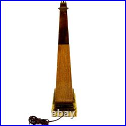 Vintage Stiffel Brass and Walnut Obelisk Table Lamp 31 inches Mid Century Modern