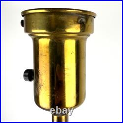 Vintage Stiffel Brass and Walnut Obelisk Table Lamp 31 inches Mid Century Modern