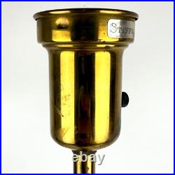 Vintage Stiffel Brass and Walnut Obelisk Table Lamp 31 inches Mid Century Modern