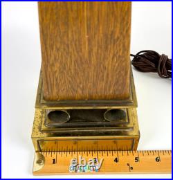 Vintage Stiffel Brass and Walnut Obelisk Table Lamp 31 inches Mid Century Modern