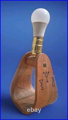 Vintage Stirrup Lamp with Buffalo Bison Shade Western Cowboy Decor Antique RARE