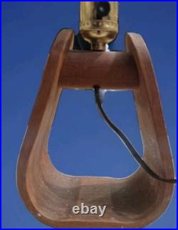 Vintage Stirrup Lamp with Buffalo Bison Shade Western Cowboy Decor Antique RARE