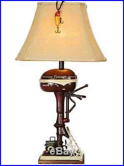 Vintage Style Fishing Boat Outboard Motor Table Lamp Nautical Lake Rustic 32H