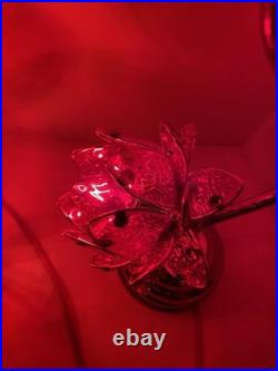 Vintage Style Hollywood Regency Ruby Red Lotus Flower Table Lamps Twin Set, MCM Vintage Style Hollywood Regency Ruby Red Lotus Flower Table Lamps Twin Set, MCM