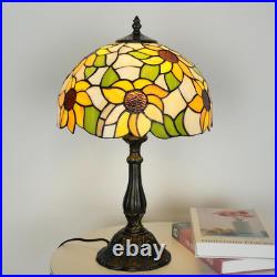 Vintage Sunflower Tiffany Style Stained Glass Table Lamp Bedside Reading Light