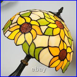 Vintage Sunflower Tiffany Style Stained Glass Table Lamp Bedside Reading Light