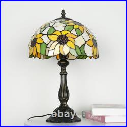Vintage Sunflower Tiffany Style Stained Glass Table Lamp Bedside Reading Light