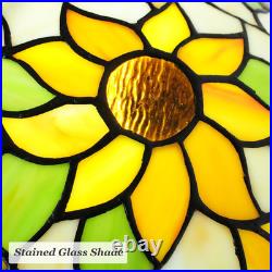 Vintage Sunflower Tiffany Style Stained Glass Table Lamp Bedside Reading Light