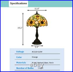 Vintage Sunflower Tiffany Style Stained Glass Table Lamp Bedside Reading Light