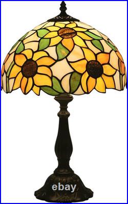 Vintage Sunflower Tiffany Style Stained Glass Table Lamp Bedside Reading Light