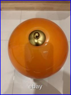 Vintage Sunset Table Lamp Amber Glass Shade Wooden Base Bedside Light