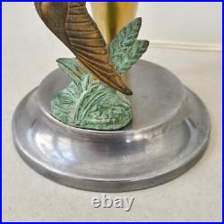 Vintage Table Lamp 1950 At The Swallow In Steel Brass & Glass 50S Retro Vintage Table Lamp 1950 At The Swallow In Steel Brass & Glass 50S Retro