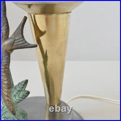 Vintage Table Lamp 1950 At The Swallow In Steel Brass & Glass 50S Retro Vintage Table Lamp 1950 At The Swallow In Steel Brass & Glass 50S Retro