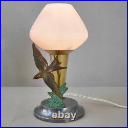 Vintage Table Lamp 1950 At The Swallow In Steel Brass & Glass 50S Retro