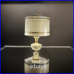 Vintage Table Lamp Air Deco Off-White With Lamp Shade Corded And Milk Glass 26