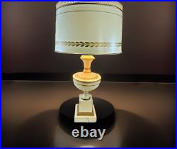 Vintage Table Lamp Air Deco Off-White With Lamp Shade Corded And Milk Glass 26