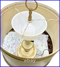 Vintage Table Lamp Air Deco Off-White With Lamp Shade Corded And Milk Glass 26