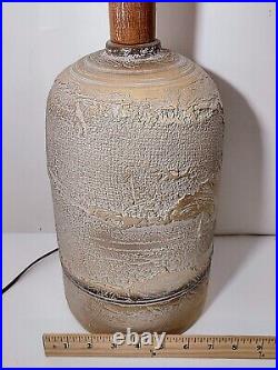 Vintage Table Lamp Casual Of California 80s 70s Ceramic Tan Stone Pottery