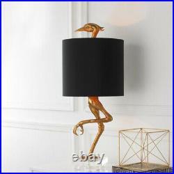 Vintage Table Lamp Desk Lights Bedroom Deco Lighting with Cylinder Fabric Shade