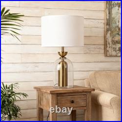 Vintage Table Lamp Fabric Cover Glass Desk Light Farm House Style Living Room Vintage Table Lamp Fabric Cover Glass Desk Light Farm House Style Living Room