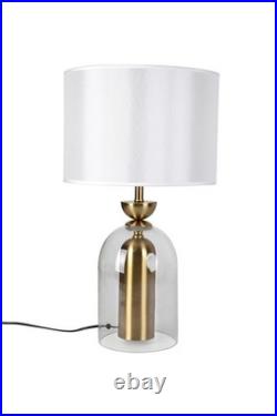 Vintage Table Lamp Fabric Cover Glass Desk Light Farm House Style Living Room Vintage Table Lamp Fabric Cover Glass Desk Light Farm House Style Living Room