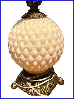 Vintage Table Lamp Hollywood Regency Mid Century 42in tall ivory glass globe