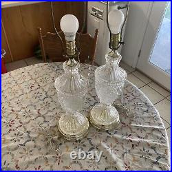 Vintage Table Lamp Mid-20th century cut crystal Beautiful! 2 Matching Set! Wow
