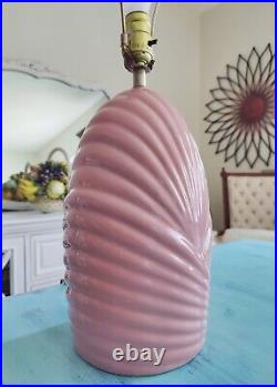 Vintage Table Lamp Retro 80s Contemporary Art Deco Ceramic Coral Pink Scalloped