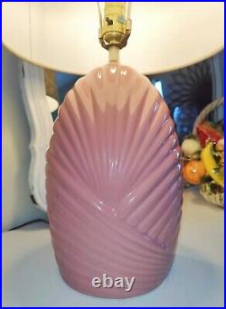 Vintage Table Lamp Retro 80s Contemporary Art Deco Ceramic Coral Pink Scalloped