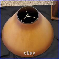 Vintage Table Lamp Wood Book-Style Base, Brown Cone Shade, Wall Plug-In