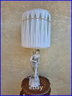 Vintage Table Lamp with Ceramic Classical Female Standing Figure