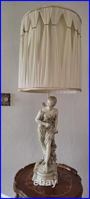 Vintage Table Lamp with Ceramic Classical Female Standing Figure