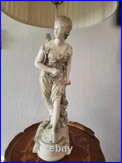 Vintage Table Lamp with Ceramic Classical Female Standing Figure