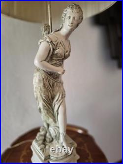 Vintage Table Lamp with Ceramic Classical Female Standing Figure