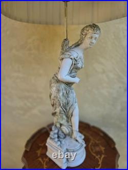 Vintage Table Lamp with Ceramic Classical Female Standing Figure